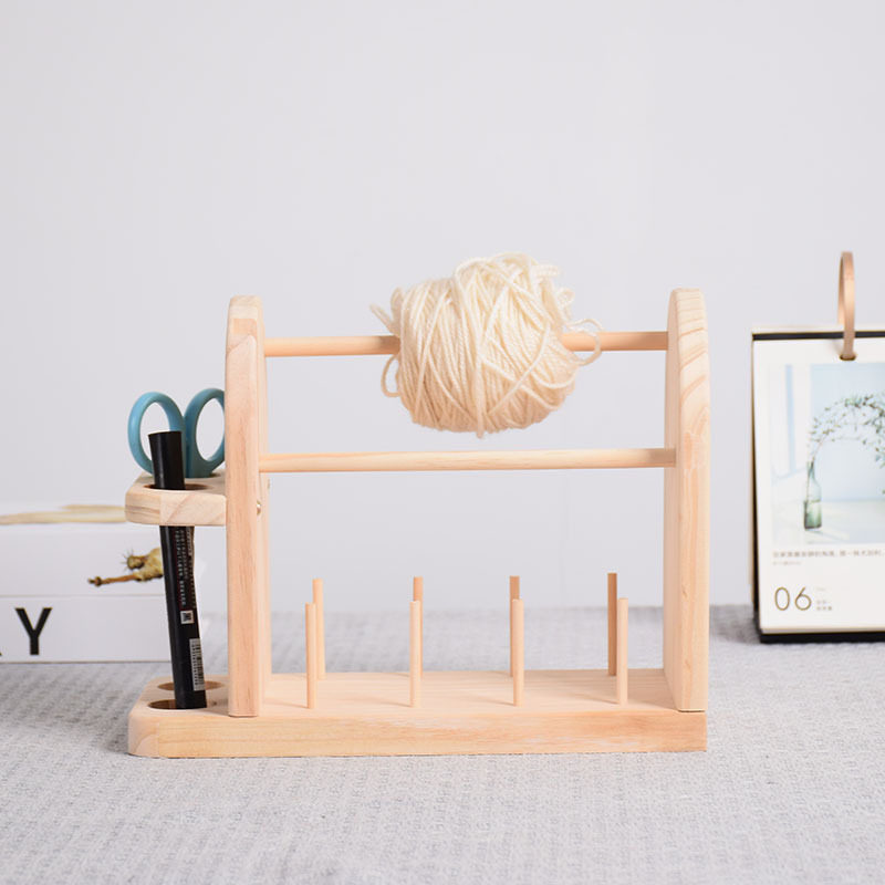 木质钩针纱线架便携式毛线架实木分配器双旋转纱线分配架