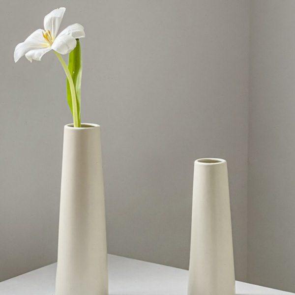 花瓶陶瓷白色摆件迷你法式干花百合餐桌插花高级感轻奢复古侘寂小