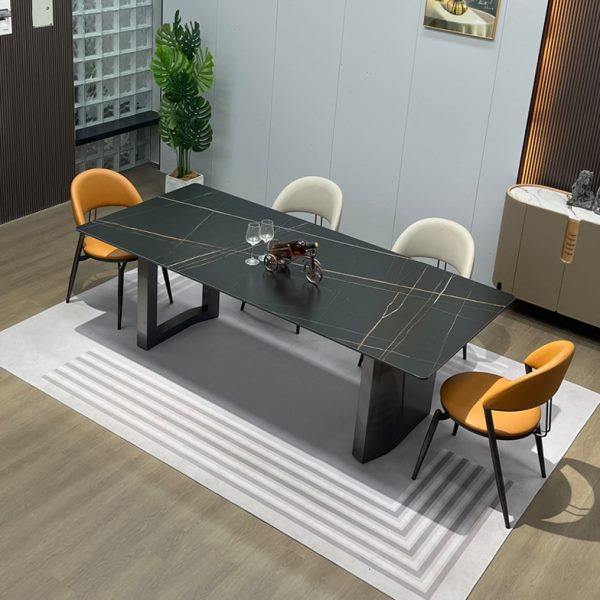 德利丰岩板餐桌椅组合不锈钢高级感家用意式极简轻奢高端长方形桌,住宅家具,岩板餐桌,淘宝优惠券,粉丝福利购,淘宝优惠卷