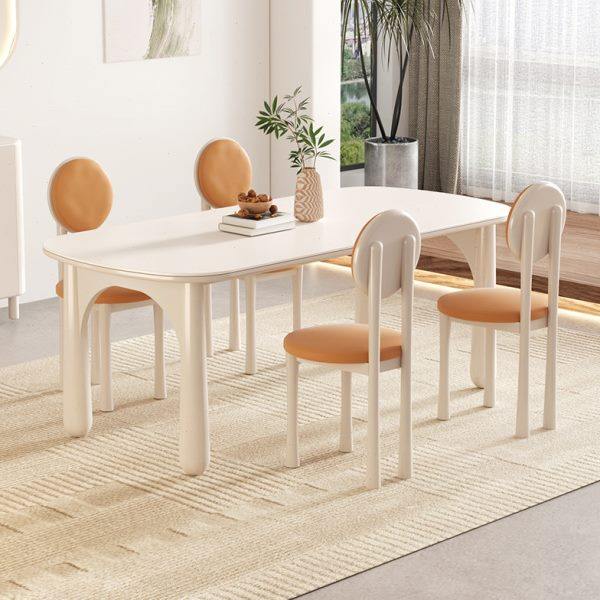 2024法式新款小户型家用实木岩板餐桌奶油风餐桌椅组合长方形饭桌,住宅家具,岩板餐桌,淘宝优惠券,粉丝福利购,淘宝优惠卷