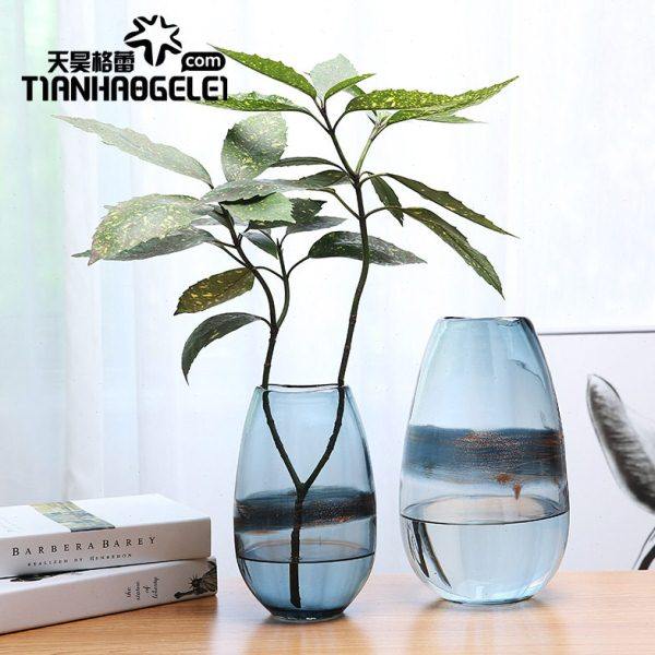 现代简约灰色圆形玻璃花瓶样板房客厅餐桌卧室插花器,家居饰品,花瓶,淘宝优惠券,粉丝福利购,淘宝优惠卷