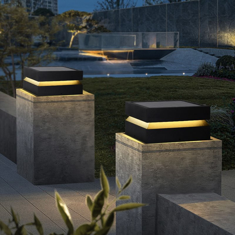 太阳能柱头灯户外防水庭院灯简约围墙灯别墅景观灯室外灯大门柱灯