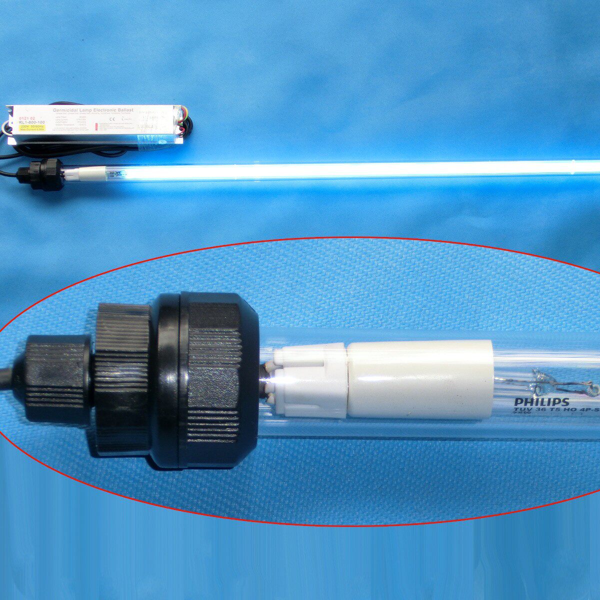 全套75W840mm杀菌灯管鱼塘杀菌灯TUV36WHOT54PSE水处理消毒灯