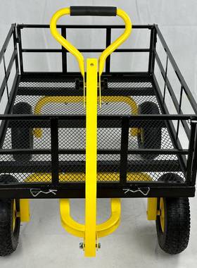 1200LB可牵引把手侧面可拆卸钢制户外拖运实用四轮花园手推车