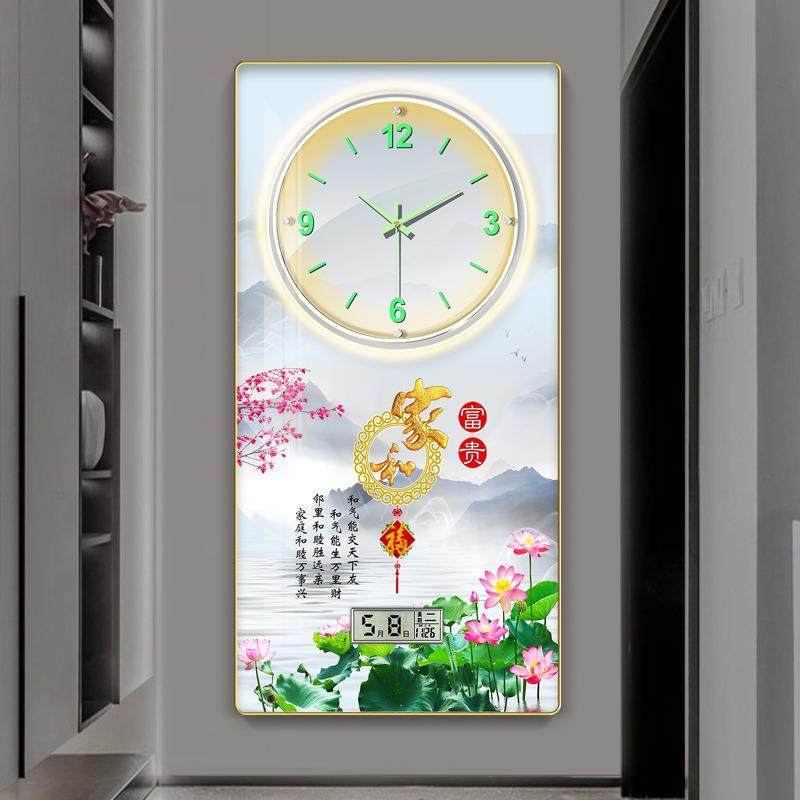 现代简约装饰画挂钟玄关装饰画钟表客厅走廊过道墙画挂钟网红钟