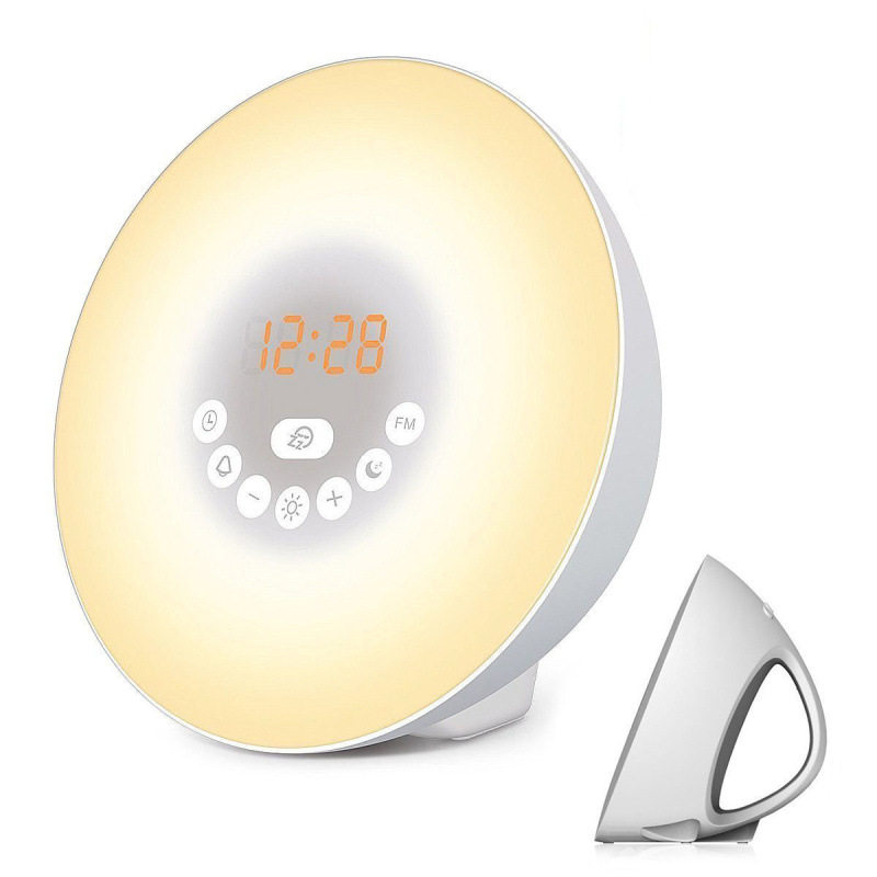 LED闹钟床头氛围灯 智能模拟日出唤醒灯 日落睡眠小夜灯 七彩变色
