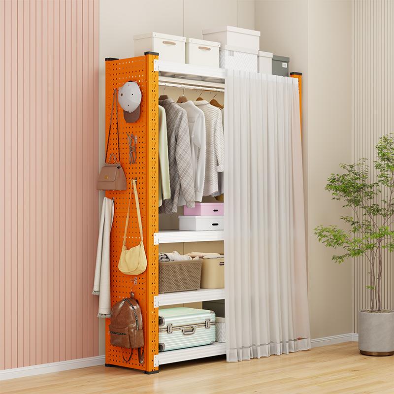 货架衣柜家用开放式衣帽架出租房简易组装挂衣架多层自由组装衣橱