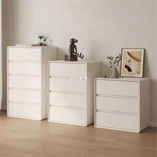 奶油风白色五斗柜卧室简约现代收纳柜三斗柜客厅实木储物柜抽屉柜