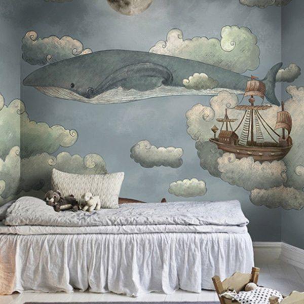 定制复古海洋儿童房墙纸女孩男孩壁纸无纺布卧室温馨欧式定制壁画