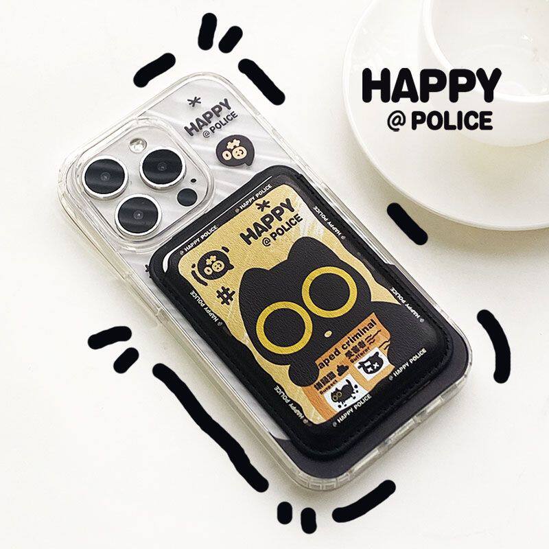 卡通magsafe通缉小黑猫磁吸手机卡包便携学生证件门禁防丢收纳定制