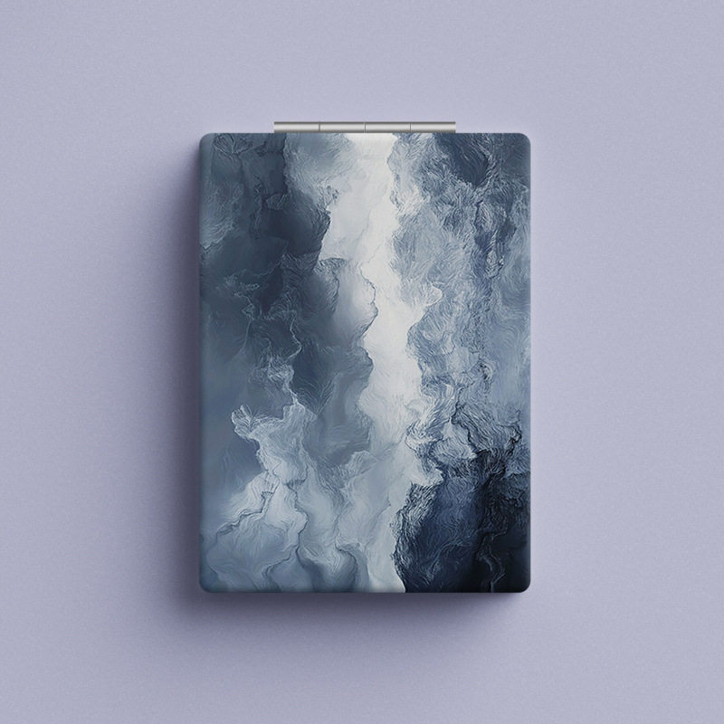 复古抽象水纹化妆镜子少女心可爱学生便携可折叠补妆小镜子随身带