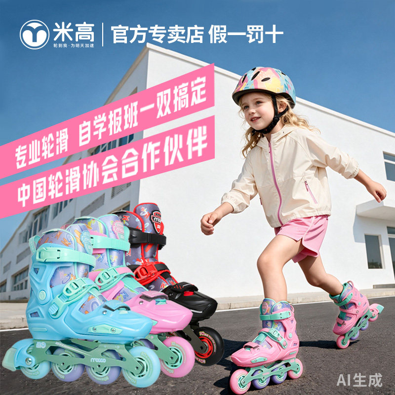 米高S3儿童专业轮滑鞋溜冰鞋图片