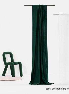 辑/20翡冷翠墨绿色窗帘复古轻奢丝绒祖母绿客厅卧室绒布新款