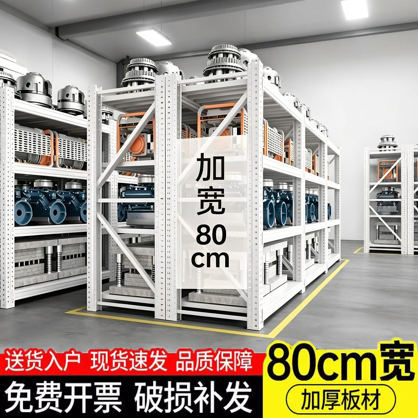 80cm宽工业级货架置物架多层超强承重重型快递展示架超市储物架子