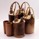 复古手工竹编茶壶竹制工艺品竹雕刻模型摆件手提茶水壶旅游纪念品