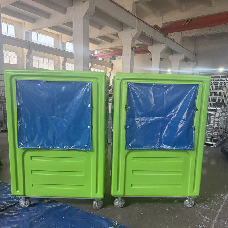 1200L布草笼翻斗车洗涤厂收纳神器运输桶周转箱滚塑一次成型异形