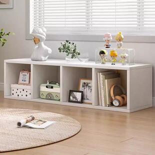 飘窗书架置物架落地矮书柜家用格子柜简易窗台下单层储物电视柜子