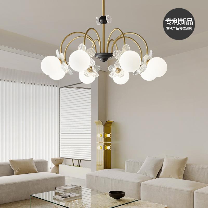 全铜法式花瓣卧室客厅吊灯现代简约北欧意式轻奢高端网红餐厅灯具
