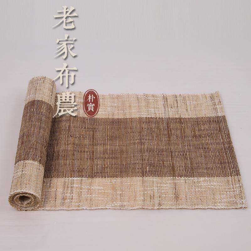 日式素咖色苎麻桌旗双面茶道茶席茶垫中式布艺棉麻桌布茶几茶云