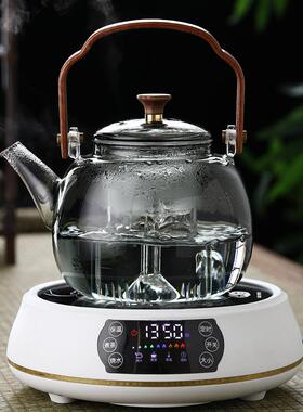 烟灰色高硼硅玻璃提梁壶家用可电陶炉加热煮茶器简约茶水分离泡茶