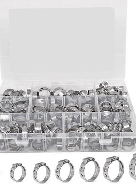 140PCS盒装7种尺寸304不锈钢无级单耳卡箍喉箍软管夹