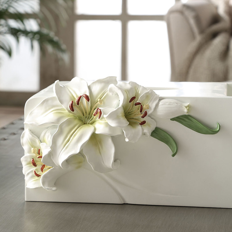 田园百合花多功装饰纸巾盒抽纸盒方形欧式创意遥控器收纳盒包邮