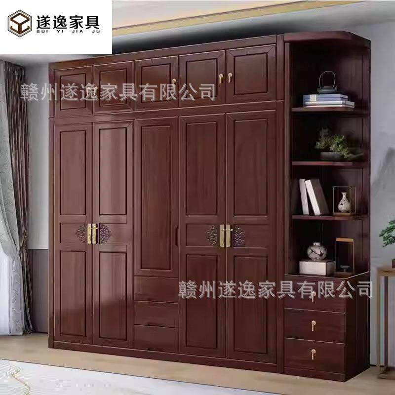 新中式乌金木衣柜卧室家用全实木大衣橱转角收纳挂衣柜子新款2026