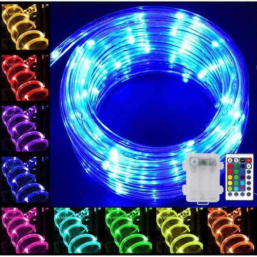 优品室外庭院装饰彩灯PVC防水彩虹管灯RGB电池盒管子灯串