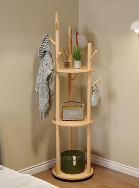 实架木旋转衣帽架AL101439落地架卧架室家用置物衣架立式衣服子客