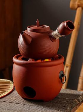 煮茶器陶红瓷砂铫耐热陶壶原矿泥粗陶烧黑水泥壶工NIO夫茶茶煮水