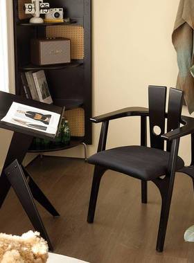 白蜡中古实木餐椅新中餐式44001厅家用靠背眼睛木桌椅复古设计师