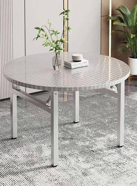 子不钢11615桌特厚可折叠桌摆摊圆吃饭家用锈大排档不锈钢桌子圆