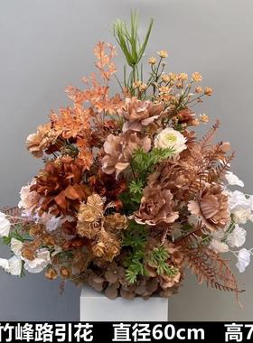 磁武婚台庆仿真花绢花橘23432色地花舞过道路花引花婚礼排堂装饰