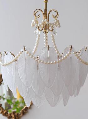 迪雅式法珍珠羽毛水卧晶39428室吊灯格轻奢美式餐厅新款玻璃客厅