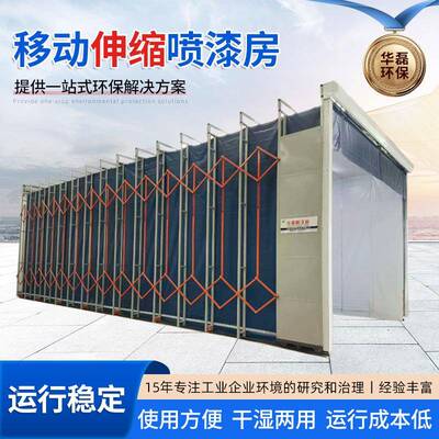 移动伸缩喷晾漆房折叠打磨房设备轨道伸缩干房75425房喷漆式房无
