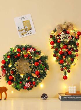 圣诞节装饰品饰布件圣诞花环门挂ao101374挂藤条挂酒店商场场景置