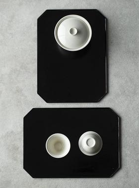 大茶器盘铁制漆手工大漆茶托盘壶承干71540式泡茶台中漆长方盘