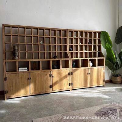 老榆木立式博古架式收纳D715架多式宝阁书架壁挂实木展古董示储物