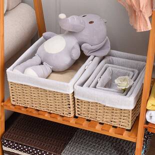 编织带盖服收纳箱家用大桌号衣1569整理布艺抽屉储物箱筐子面收纳