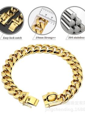 现货新不锈钢宠物圈19MM单六金款色狗狗链脖圈XDN圈项跨境热销爆