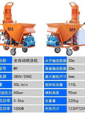 全浆自涂动膏喷机M9全自动干粉石膏涂装机多功能砂喷石91723涂机