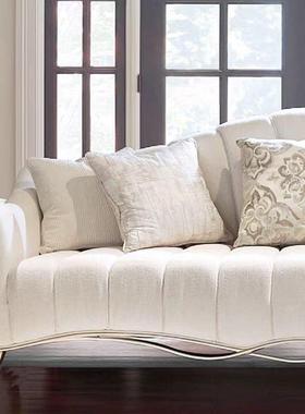 美布式轻奢沙实木发艺发组合法式别墅YPA样板间客厅奶油风art沙复