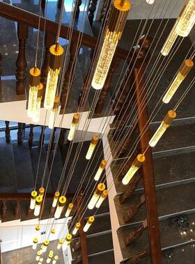 后水晶墅LT003复楼客厅简约创意式旋转楼梯间轻奢长吊灯现别代楼