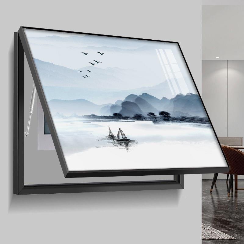 新中式水墨山水电表箱饰装画遮22TCV5年新0款电闸盒空开配电箱挡