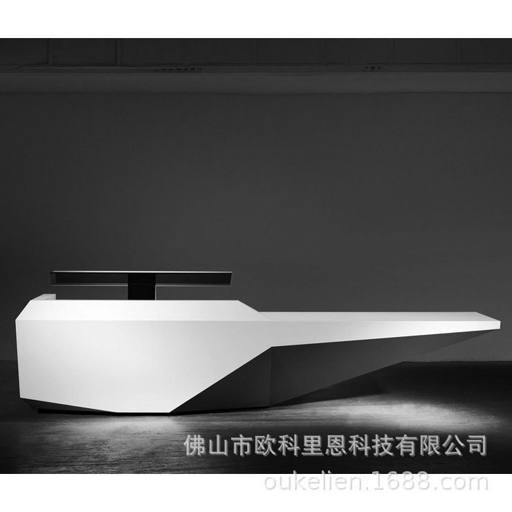时尚高档亚克力人造石接待台 欧美风一体无缝拼接可丽耐办公桌
