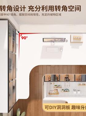 电脑桌实木书桌书架一体儿童F5M8TH5M字桌卧室转书房学角习写桌家