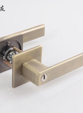 鹿三式执手锁21784杆金色门锁卧房门锁球形锁磁吸静室音友实木门