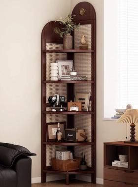 转置物角架一体靠墙卧风室墙角收纳柜60355中古茶室拐角展示角柜