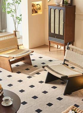 法式古实木沙发椅客厅阳靠背中51425单人休闲台椅古风懒复人扶手