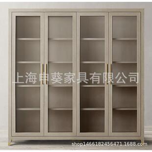 美乡复古经村典轻用奢书柜展示式柜ZUG书房收纳储物家民宿别墅样